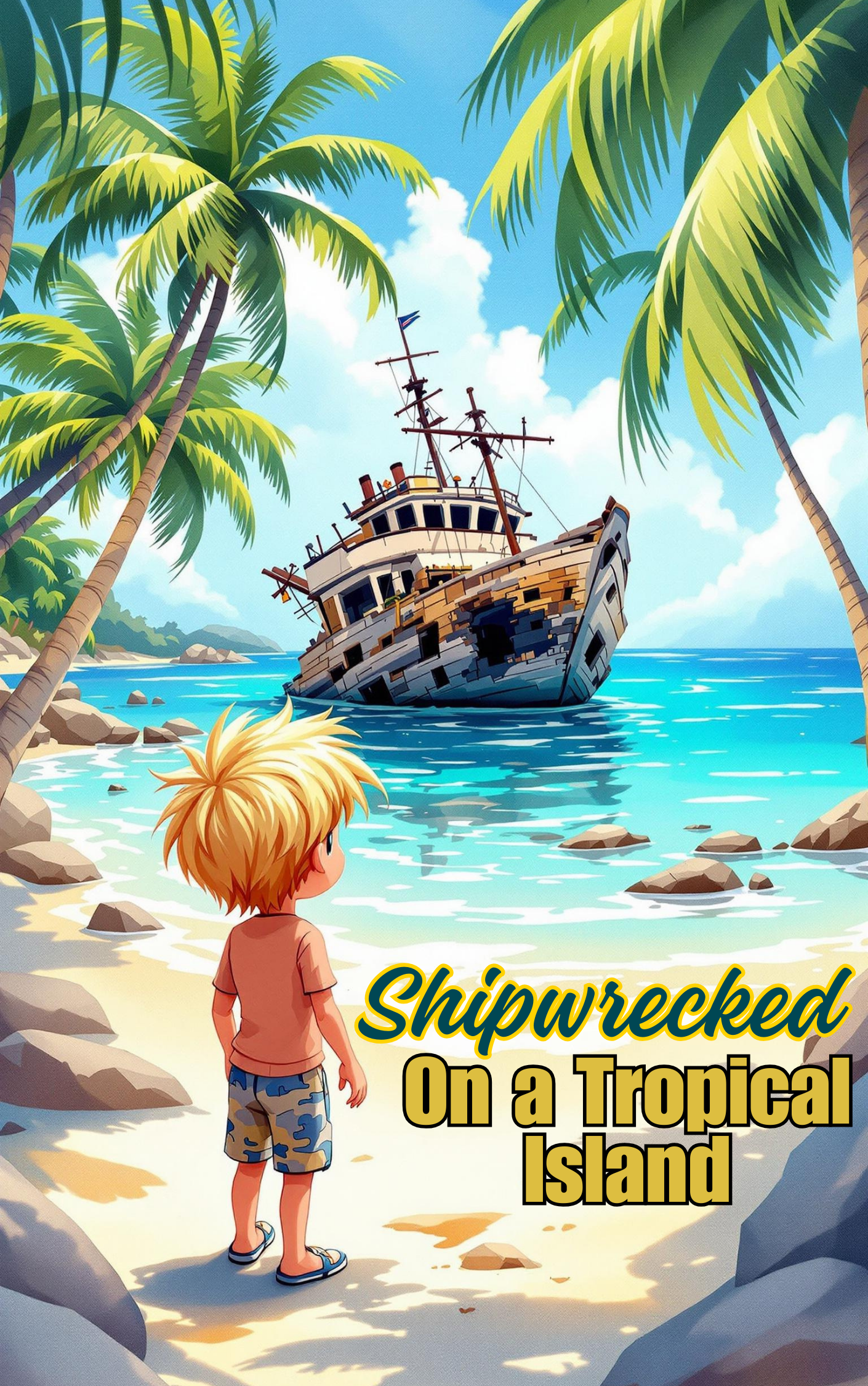 Child discovered shipwrecked on a mysterious island in a Put Me In The Story Canada personalized book.