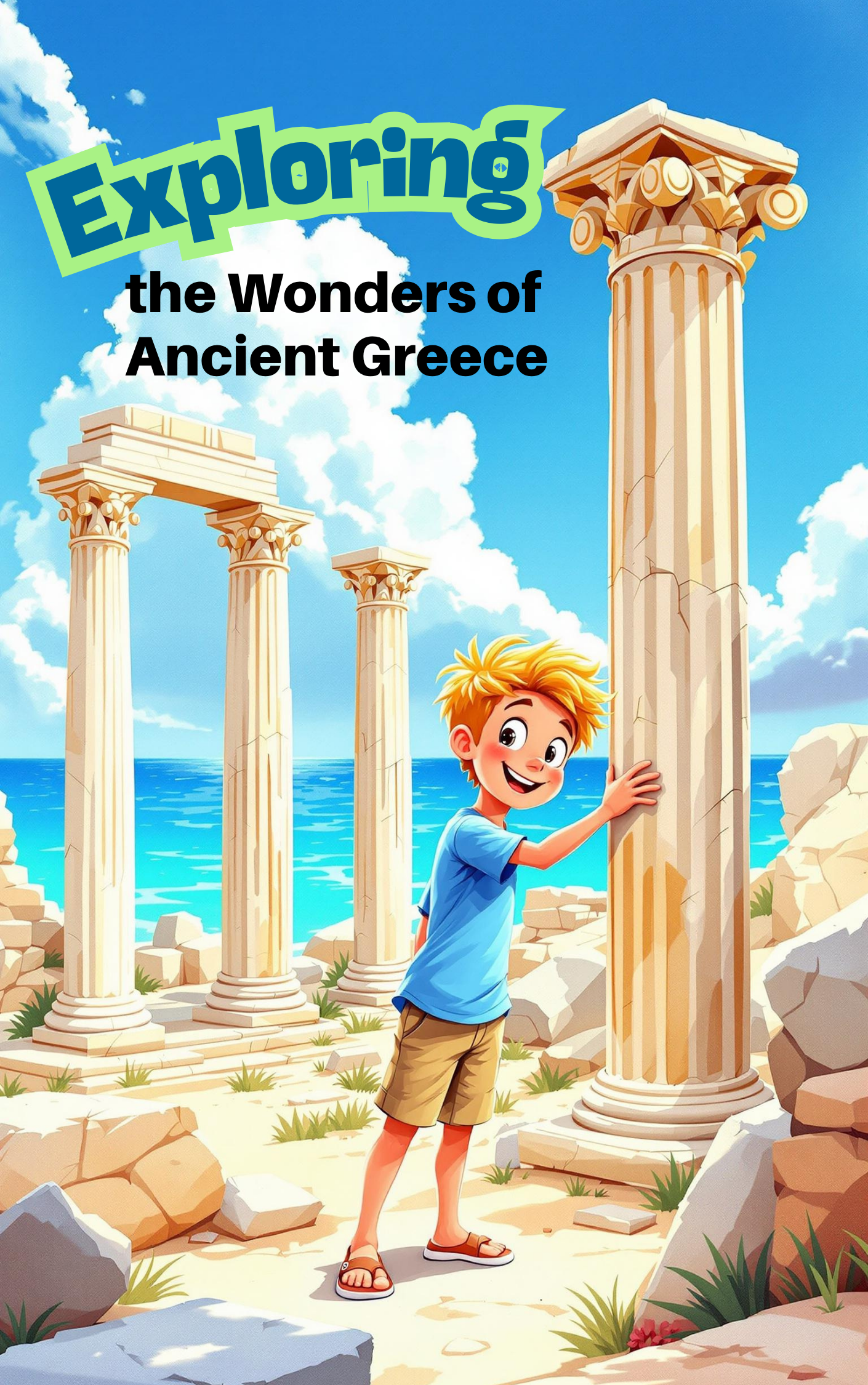 Little boy discovering ancient wonders in Greece in a Put Me In The Story Canada personalized book.
