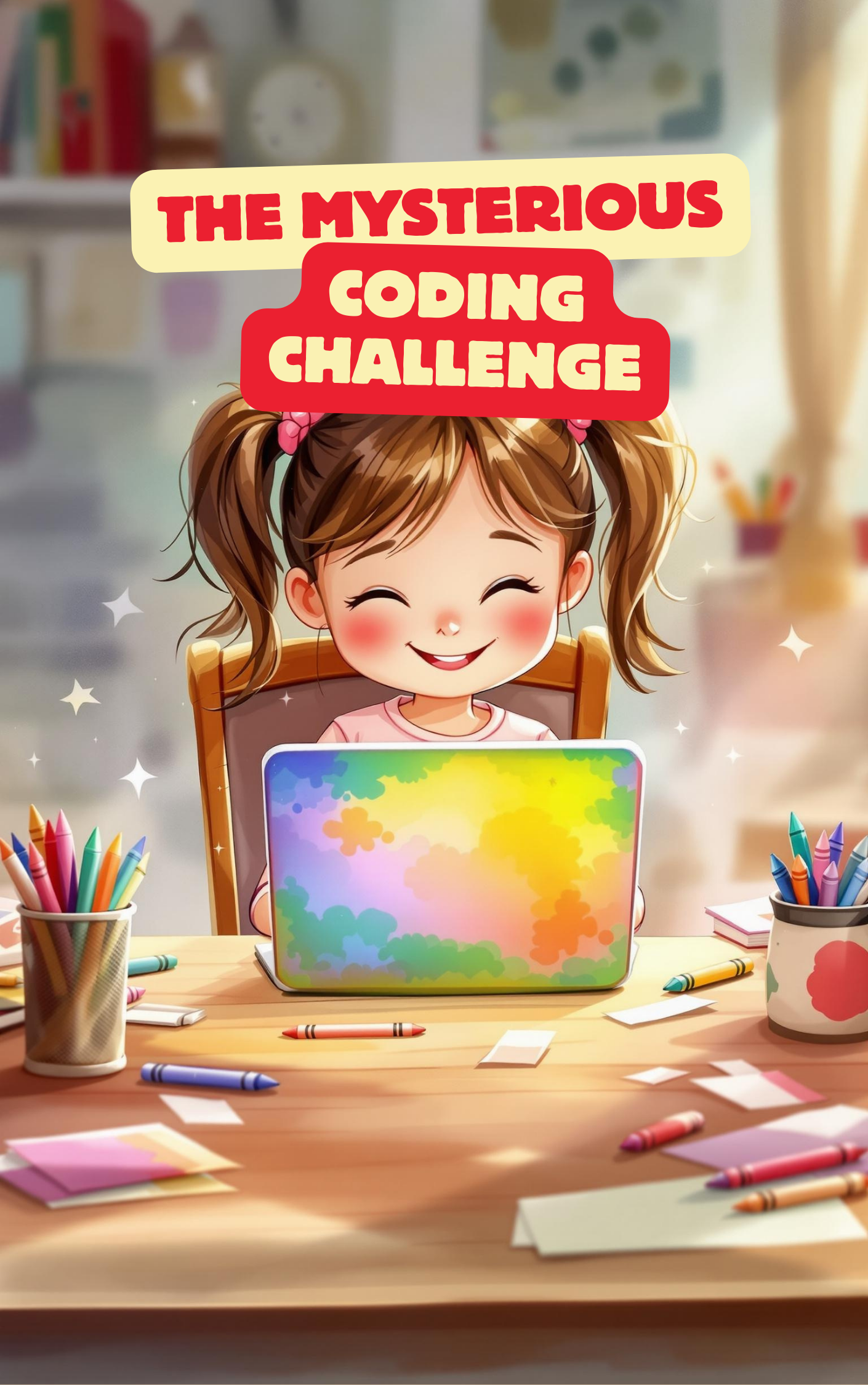 Little girl learning to code and create in a Put Me In The Story Canada personalized book.
