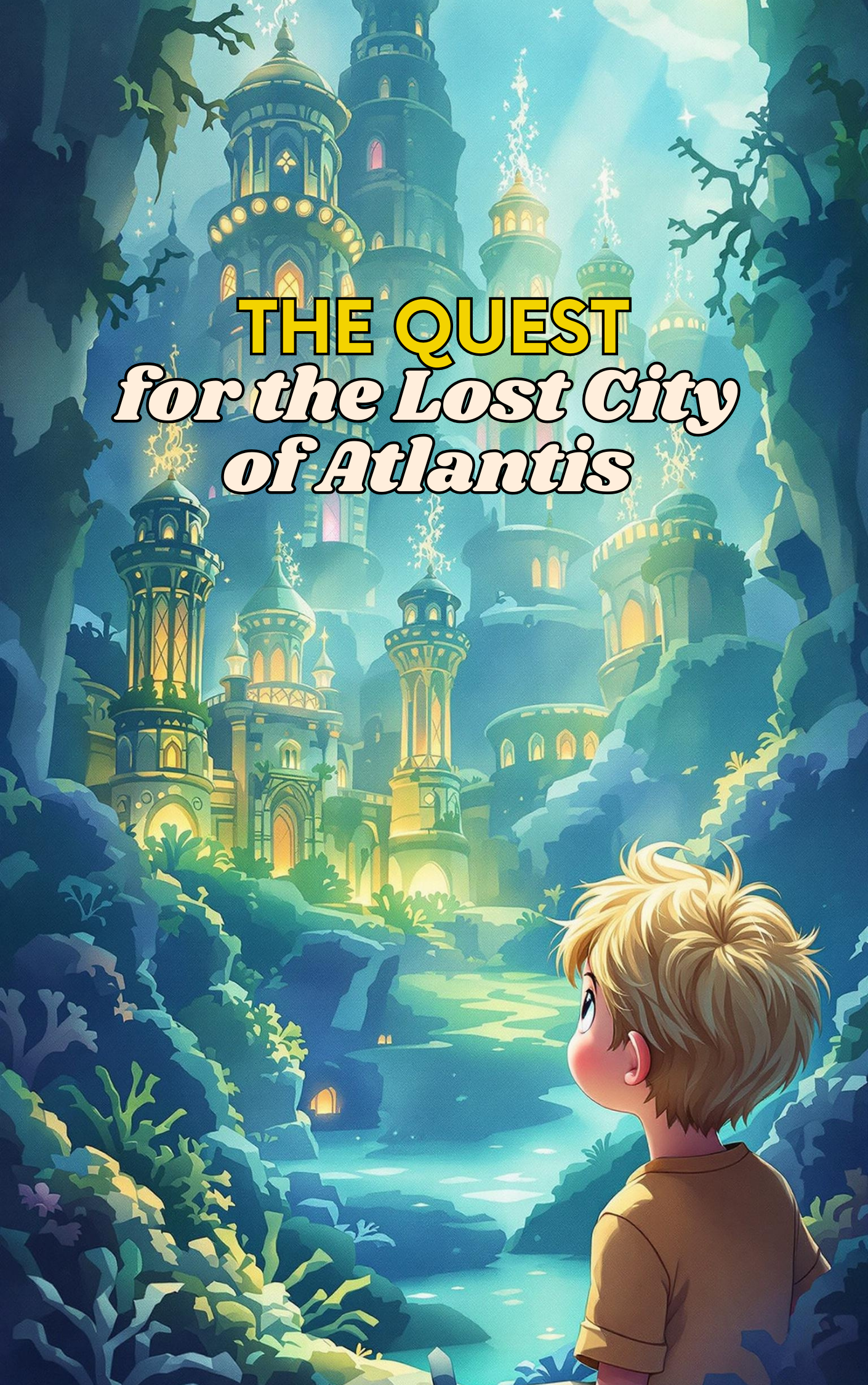 Little boy exploring the lost City of Atlantis in a Put Me In The Story Canada personalized book.