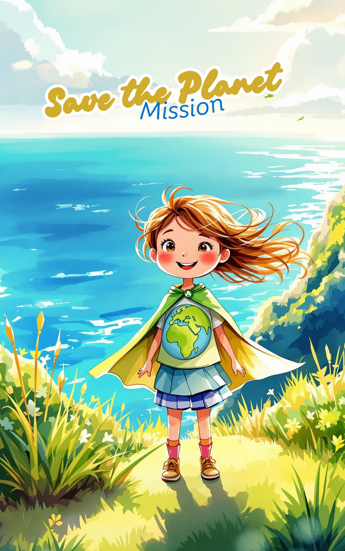 Little girl wearing a hero cape.