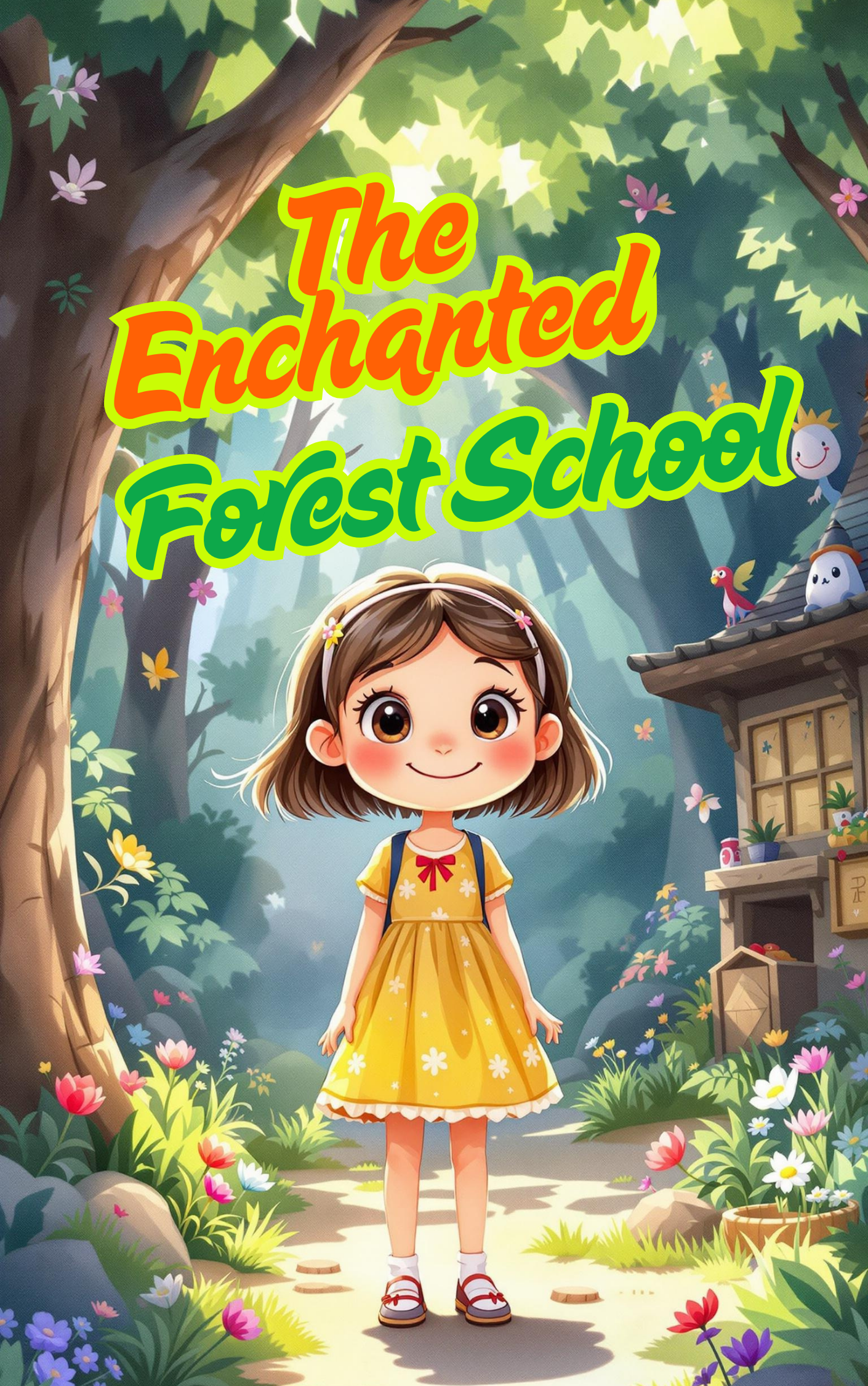 Little girl attending enchanted forest school in a Put Me In The Story Canada personalized book.