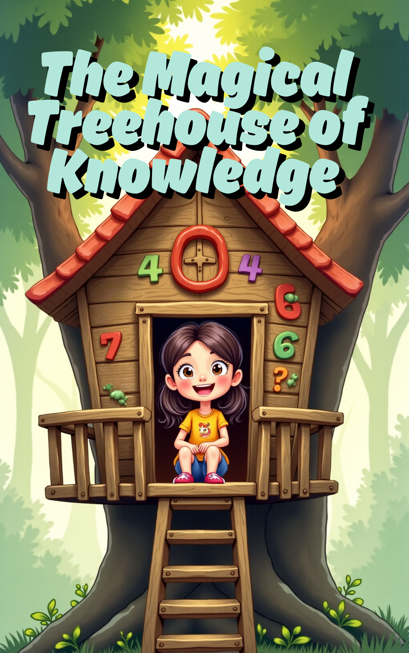 Little girl exploring the magical Tree House of Knowledge in a Put Me In The Story Canada personalized book.