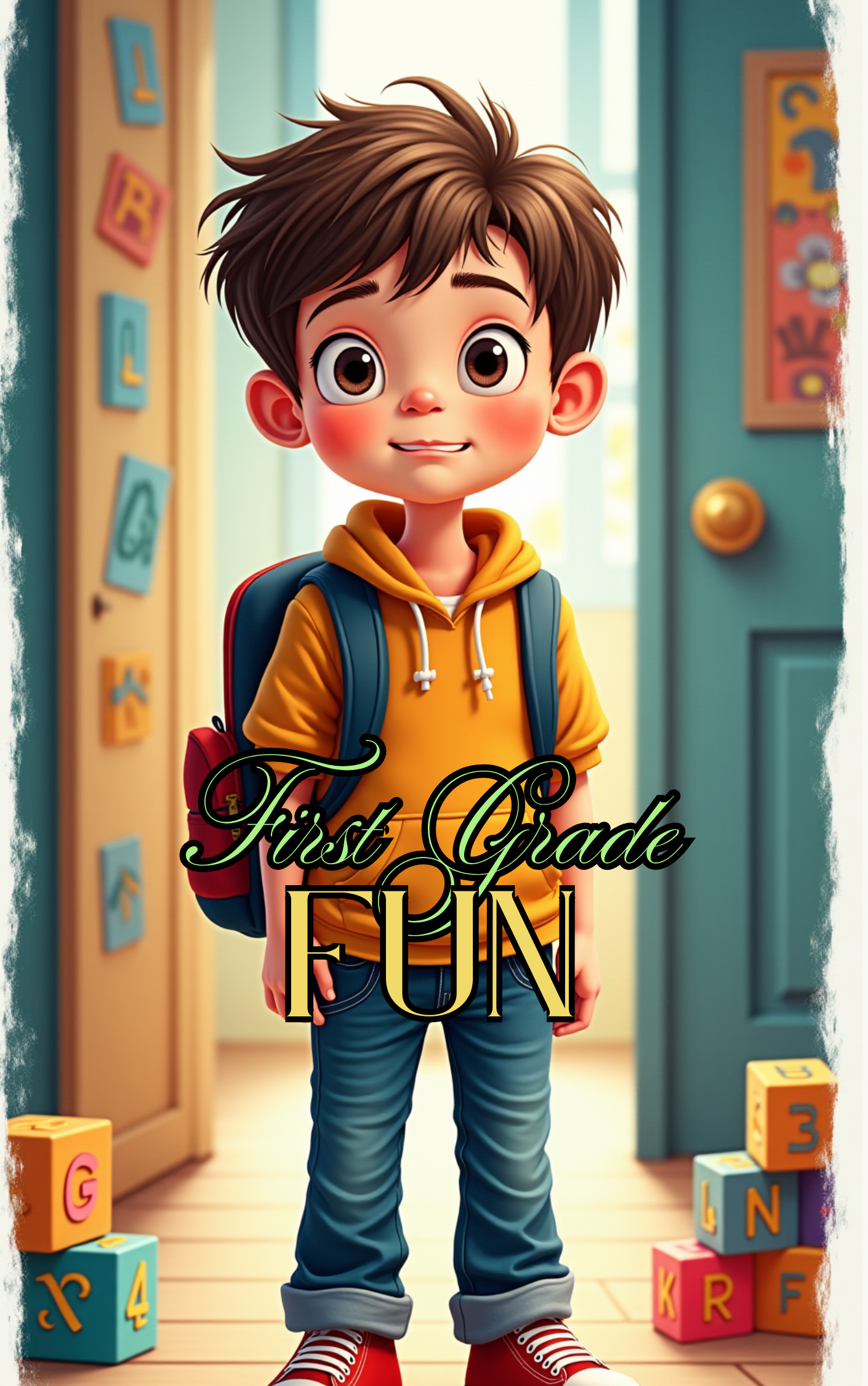 Enjoying first grade fun for kids in a Put Me In The Story Canada personalized book.