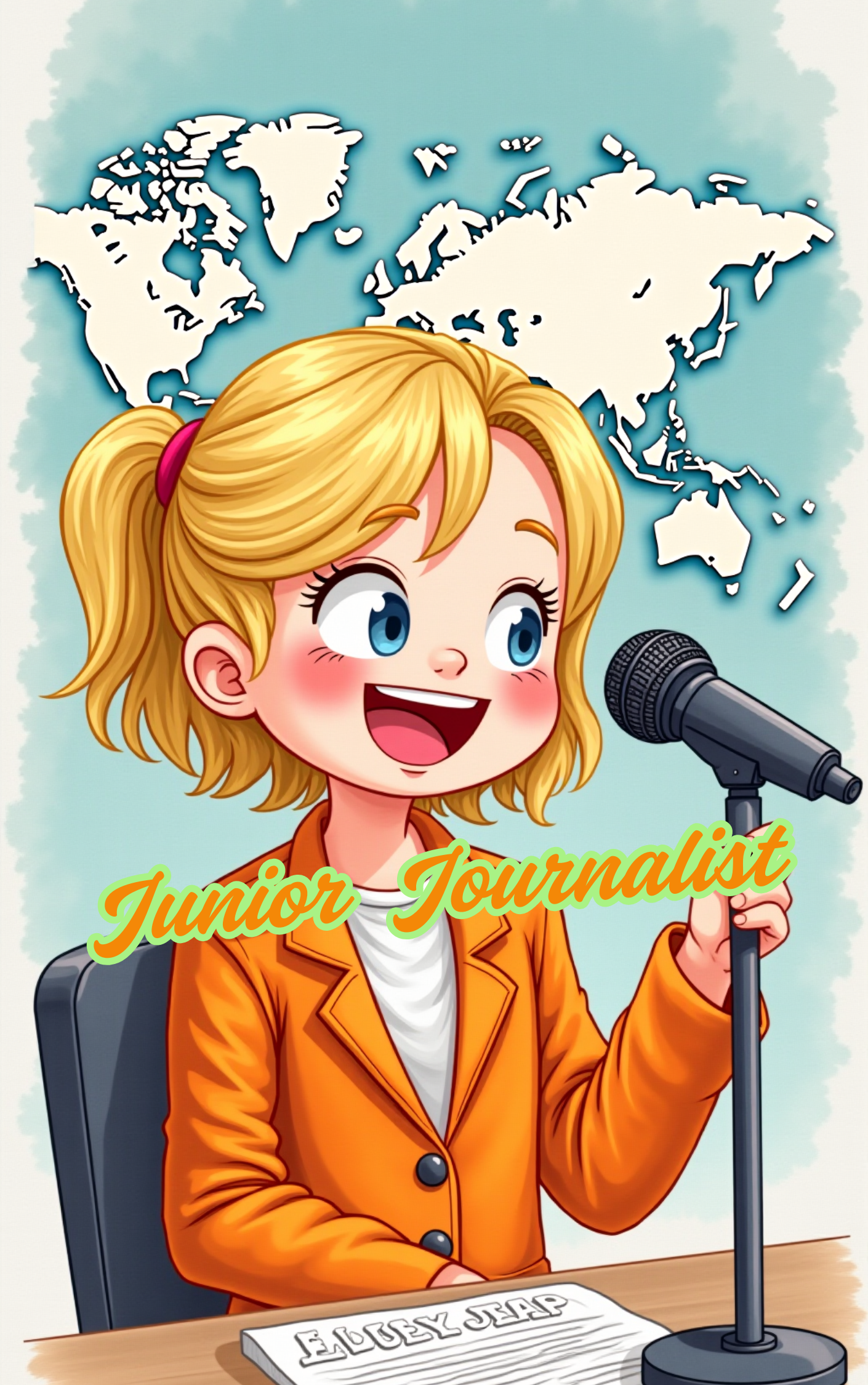 Child reporting exciting stories as a junior journalist in a Put Me In The Story Canada personalized book.