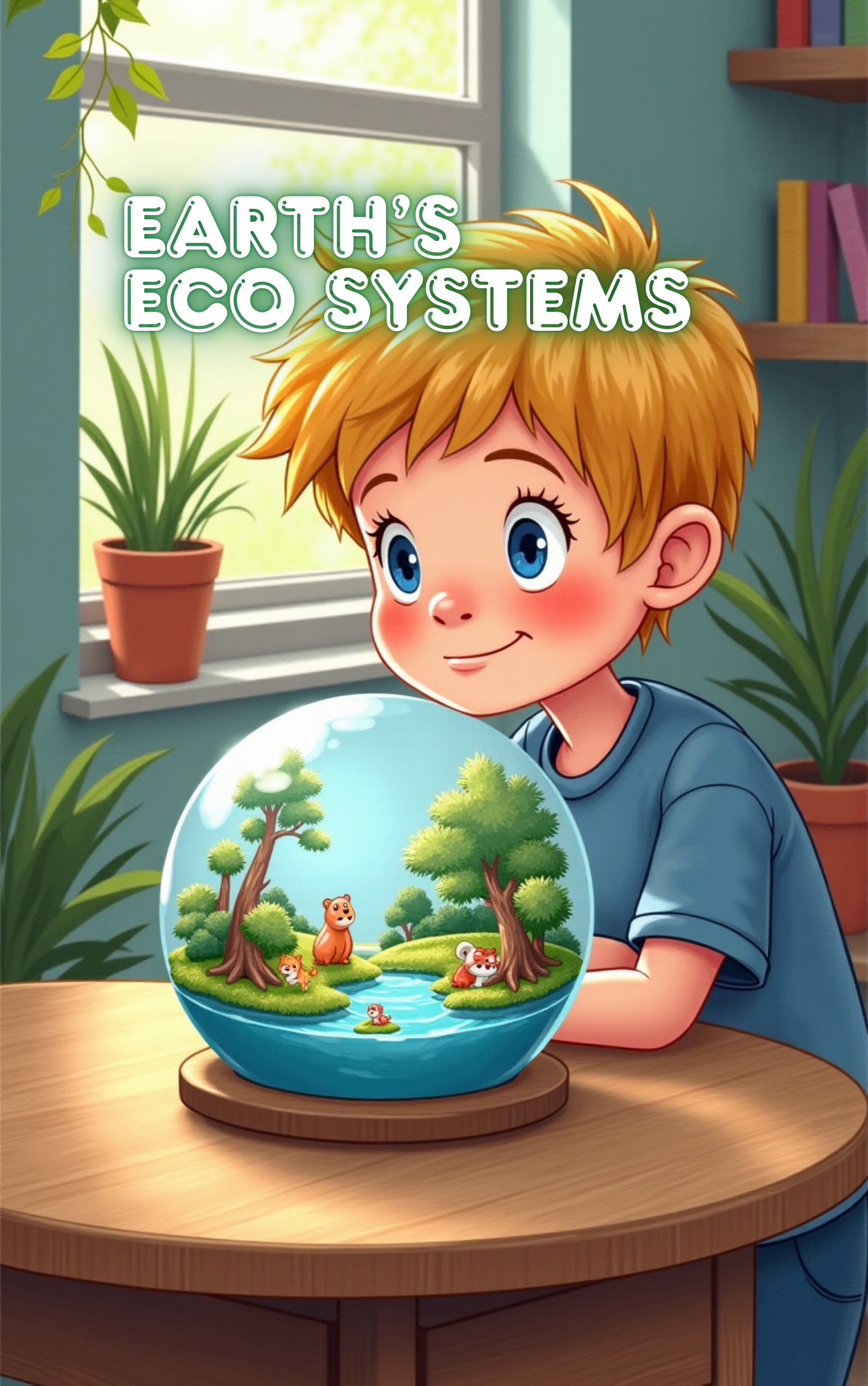 Child learning about Earth's ecosystem and how to protect it in a Put Me In The Story Canada personalized book.