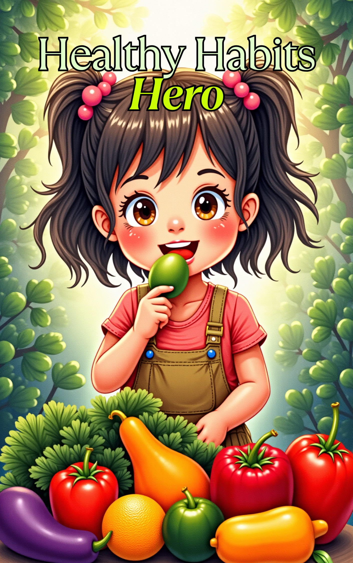 Little girl happily eating healthy food