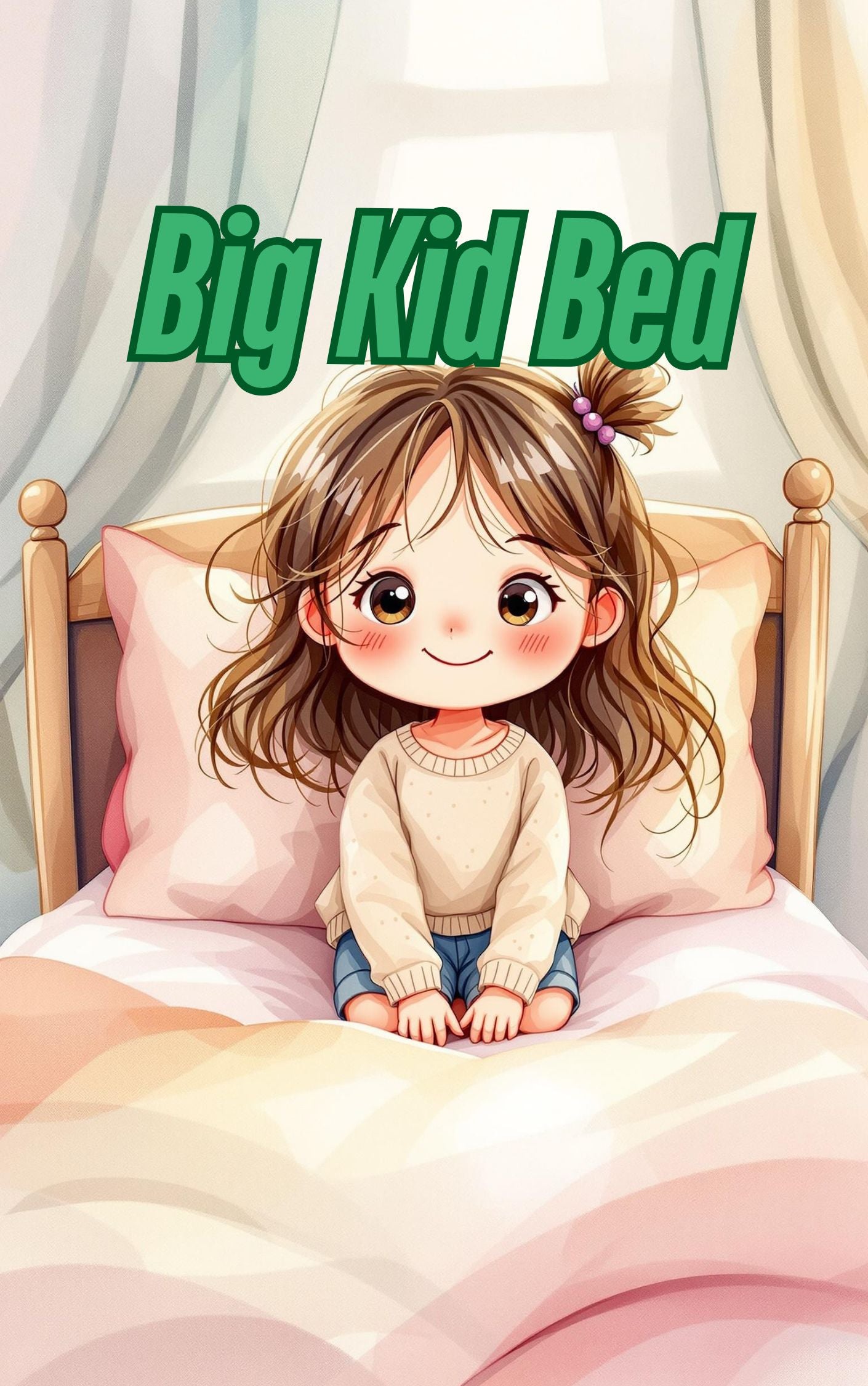 Smiling little girl resting in bed.