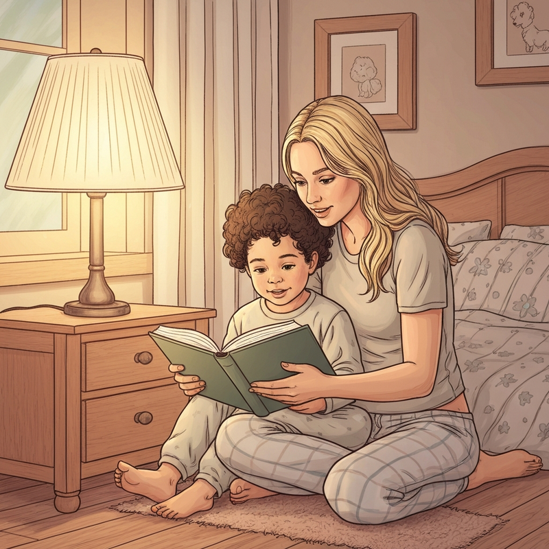 Mom reading a book to her child