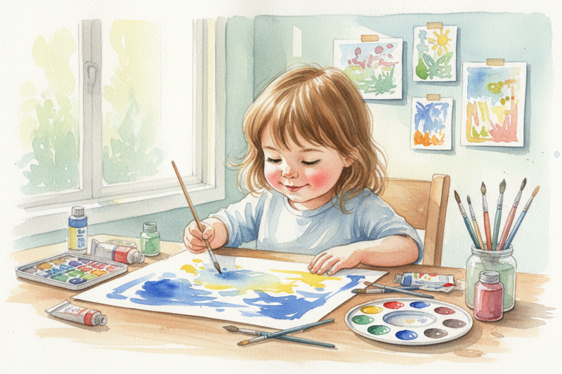 Child doing some art works
