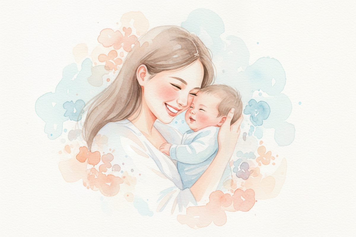 Mom enjoying her time with her newborn