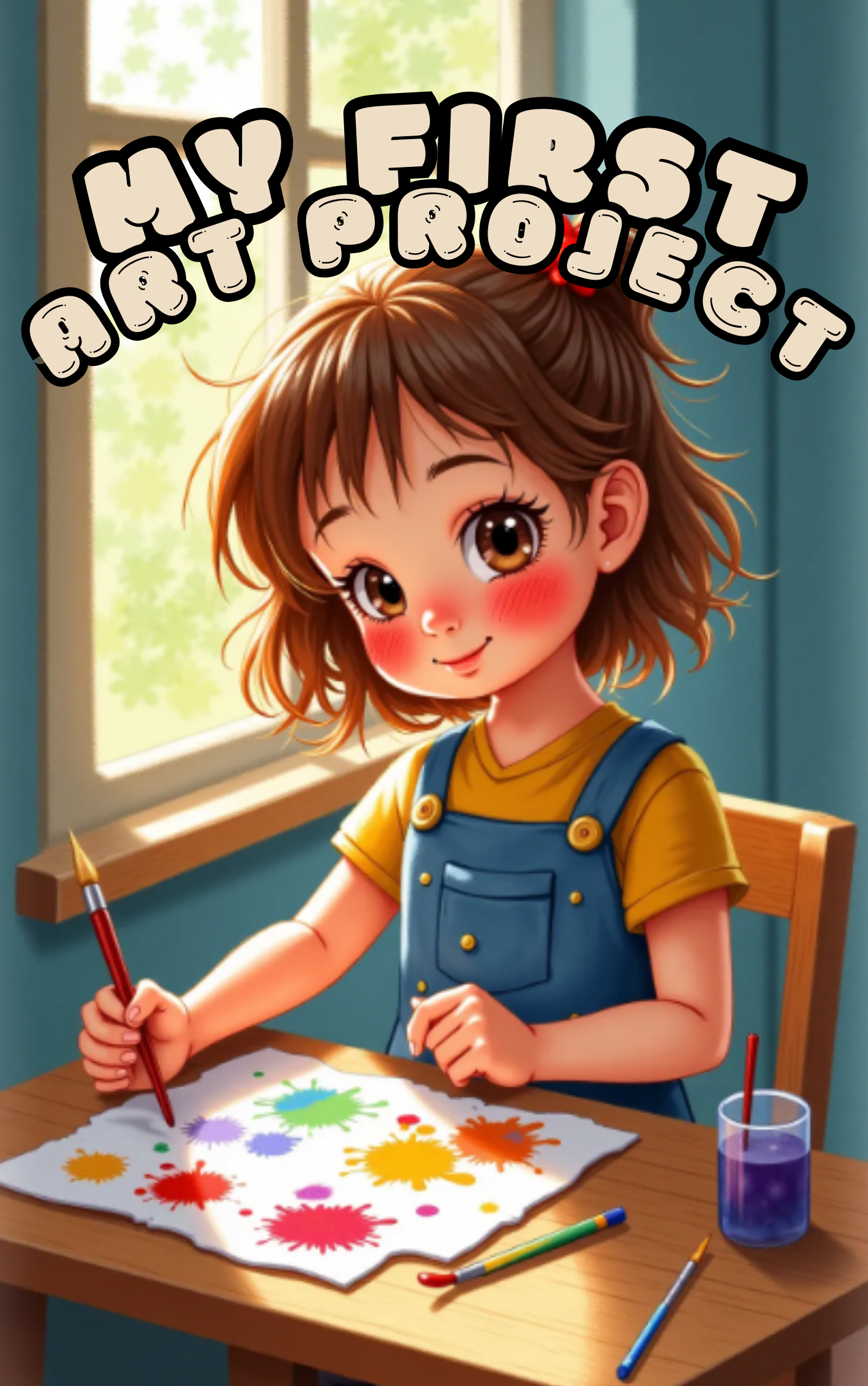 Child proudly creating their first art project in a Put Me In The Story Canada personalized book.