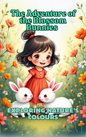 Little girl happily playing with bunnies in a Put Me In The Story Canada personalized book.