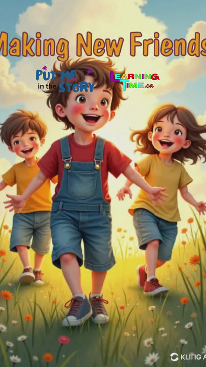 Smiling child age 5 making new friends before Put Me In The Story Canada tale